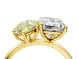 Yellow gold Fancy Yellow Marquise  and Emerald Cut Toi Moi Ring with Prong Setting_38