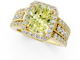Yellow gold Fancy Yellow Oval -Cut Halo Diamond Ring with Split Shank and Four-Prong Setting_106