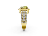Yellow gold Fancy Yellow Oval -Cut Halo Diamond Ring with Split Shank and Four-Prong Setting_107