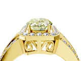 Yellow gold Fancy Yellow Oval -Cut Halo Diamond Ring with Split Shank and Four-Prong Setting_109