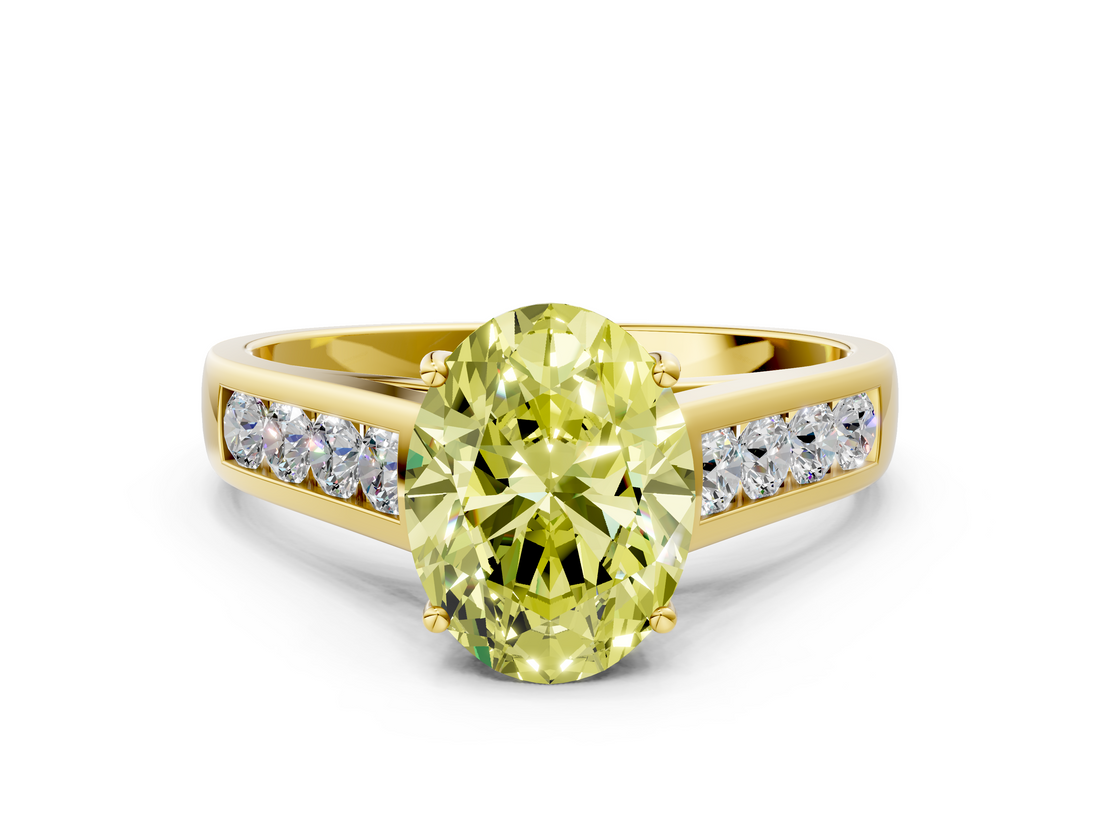 Yellow gold Fancy Yellow Oval  Brilliant Channel-Set Solitaire Ring with Four-Prong Setting_20