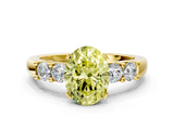 Yellow gold Fancy Yellow Oval  Brilliant Cut Diamond Five-Stone Prong Set Engagement Ring with Channel Band_3