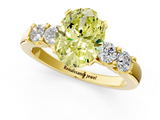 Yellow gold Fancy Yellow Oval  Brilliant Cut Diamond Five-Stone Prong Set Engagement Ring with Channel Band_4