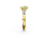 Yellow gold Fancy Yellow Oval  Brilliant Cut Diamond Five-Stone Prong Set Engagement Ring with Channel Band_5