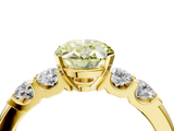 Yellow gold Fancy Yellow Oval  Brilliant Cut Diamond Five-Stone Prong Set Engagement Ring with Channel Band_7
