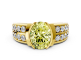 Yellow gold Fancy Yellow Oval  Brilliant Diamond Channel Set Wide Band Ring with Bezel Setting_56