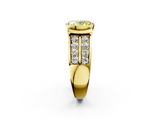 Yellow gold Fancy Yellow Oval  Brilliant Diamond Channel Set Wide Band Ring with Bezel Setting_58