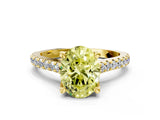 Yellow gold Fancy Yellow Oval  Brilliant Diamond Solitaire with Pavé Band and Four-Prong Setting 2