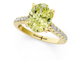 Yellow gold Fancy Yellow Oval  Brilliant Diamond Solitaire with Pavé Band and Four-Prong Setting 3