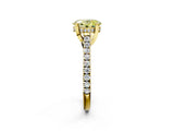 Yellow gold Fancy Yellow Oval  Brilliant Diamond Solitaire with Pavé Band and Four-Prong Setting 4