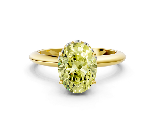 Yellow gold Fancy Yellow Oval  Brilliant Solitaire Engagement Ring with Six-Prong Setting and Classic Band