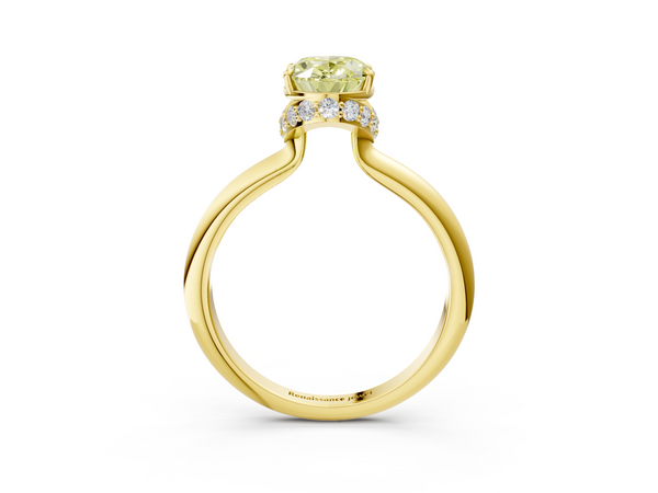 Yellow gold Fancy Yellow Oval  Brilliant Solitaire Engagement Ring with Six-Prong Setting and Classic Band
