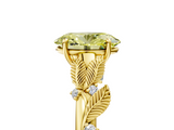 Yellow gold Fancy Yellow Oval  Brilliant Solitaire with Leaf Motif Band and Four-Prong Setting_67