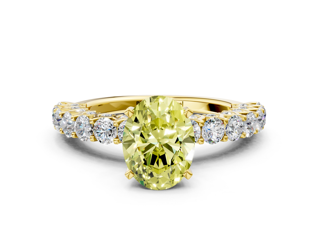 Yellow gold Fancy Yellow Oval  Brilliant Solitaire with Pavé Band and Four-Prong Setting_41