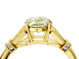 Yellow gold Fancy Yellow Oval  Brilliant Solitaire with Pave Band and Four-Prong Setting_24