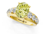 Yellow gold Fancy Yellow Oval  Brilliant Solitaire with Side Stones on a Pave Band and Four-Prong Setting_25