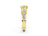 Yellow gold Fancy Yellow Oval  Brilliant Solitaire with Side Stones on a Pave Band and Four-Prong Setting_26