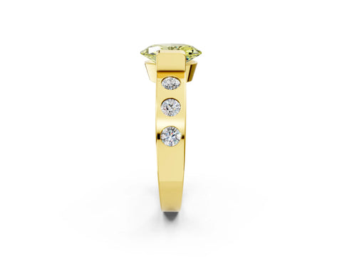 Yellow gold Fancy Yellow Oval Cut Brilliant Channel-Set Diamond Ring with Bezel Prong Setting_2