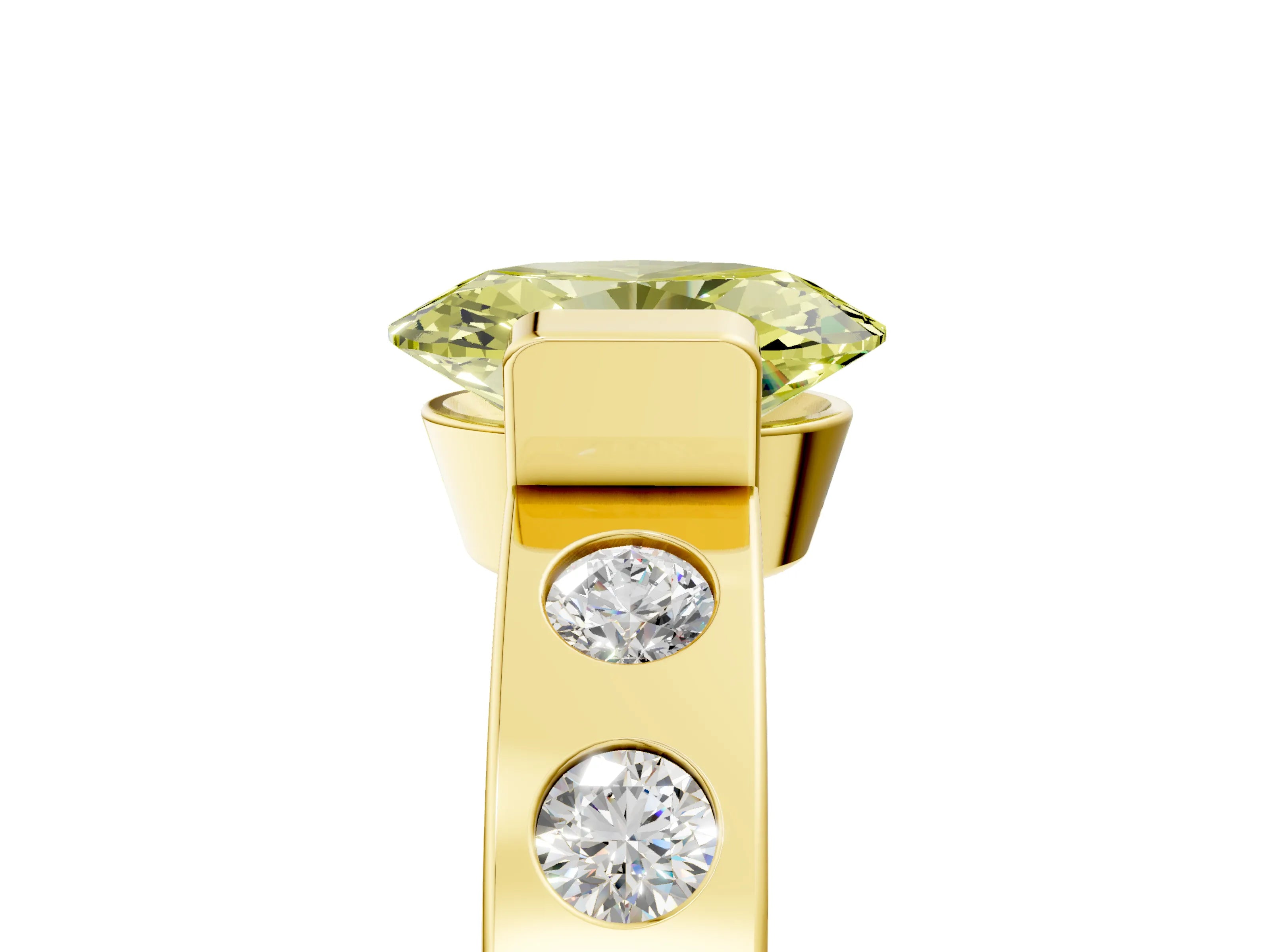 Yellow gold Fancy Yellow Oval Cut Brilliant Channel-Set Diamond Ring with Bezel Prong Setting_5