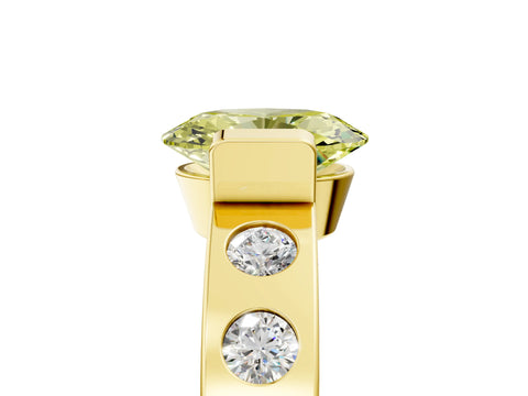 Yellow gold Fancy Yellow Oval Cut Brilliant Channel-Set Diamond Ring with Bezel Prong Setting_5