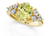 Yellow gold Fancy Yellow Oval Cut Brilliant Diamond Cluster Accent Solitaire Ring with Prong Setting_1