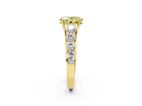 Yellow gold Fancy Yellow Oval Cut Brilliant Diamond Pavé Band with Six-Prong Setting_14