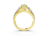 Yellow gold Fancy Yellow Oval Cut Brilliant Diamond Pavé Band with Six-Prong Setting_15