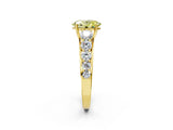 Yellow gold Fancy Yellow Oval Cut Brilliant Diamond Pavé Band with Six-Prong Setting_2