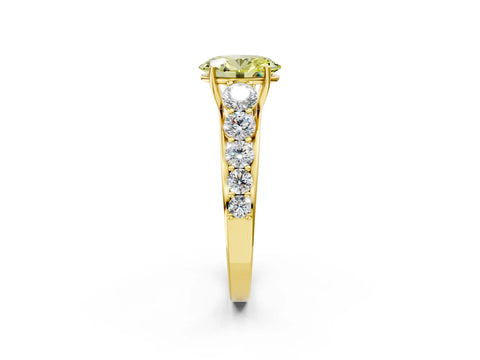 Yellow gold Fancy Yellow Oval Cut Brilliant Diamond Pavé Band with Six-Prong Setting_2