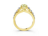 Yellow gold Fancy Yellow Oval Cut Brilliant Diamond Pavé Band with Six-Prong Setting_3