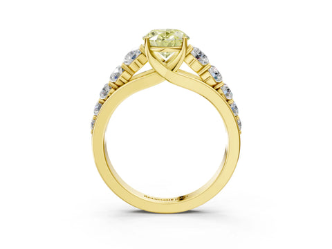 Yellow gold Fancy Yellow Oval Cut Brilliant Diamond Pavé Band with Six-Prong Setting_3
