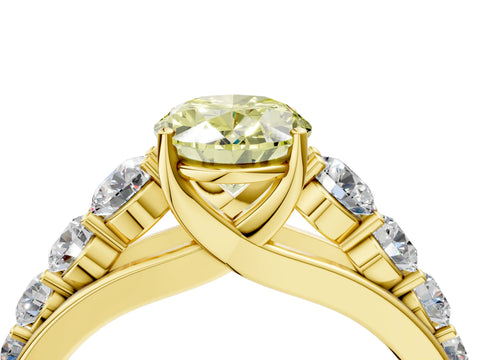 Yellow gold Fancy Yellow Oval Cut Brilliant Diamond Pavé Band with Six-Prong Setting_4