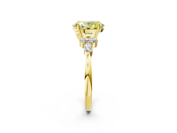 Yellow Gold Oval Marquise Side Stone Engagement Ring Setting for Fancy Yellow Center