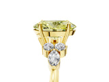 Yellow gold Fancy Yellow Oval Cut Brilliant Diamond Solitaire Ring with Pear Side Stones and Four-Prong Setting_8