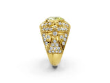 Yellow gold Fancy Yellow Oval Cut Brilliant Halo Pave Diamond Milgrain Ring_2