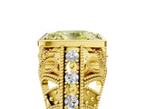 Yellow gold Fancy Yellow Oval Cut Brilliant Milgrain Filigree Diamond Ring with Square Prong Setting_5