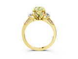 Yellow gold Fancy Yellow Oval Cut Brilliant Three-Stone Diamond Ring with Pavé Band and Four-Prong Setting_6