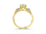 Yellow gold Fancy Yellow Oval Cut Brilliant Three-Stone Pave Band with Four-Prong Setting_9