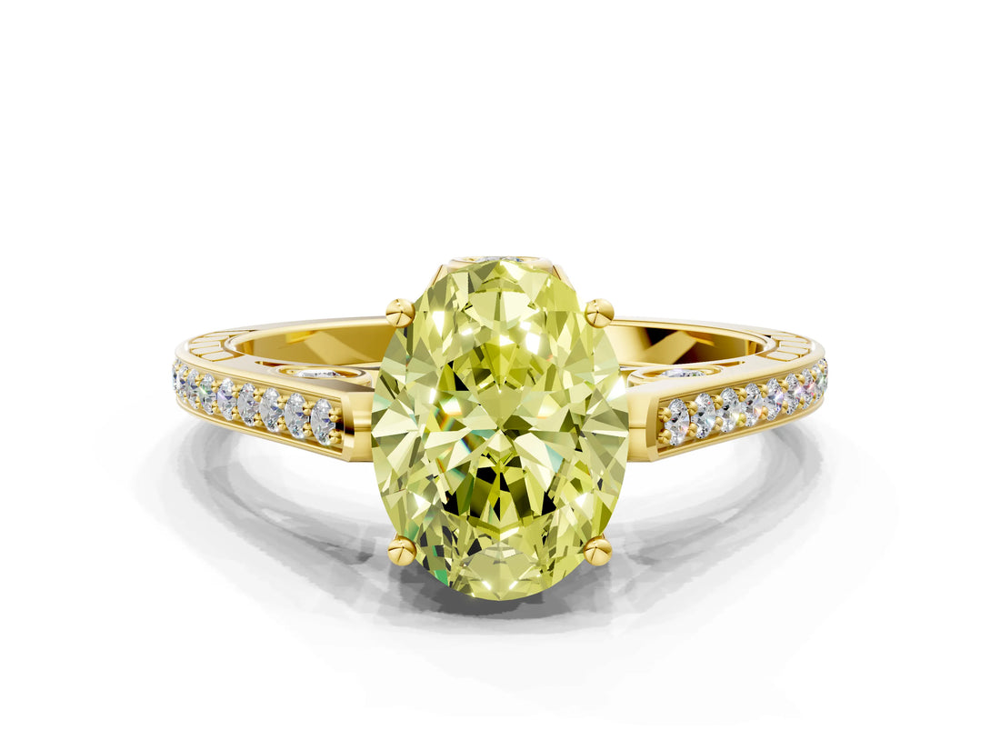 Yellow gold Fancy Yellow Oval  Cut Cathedral Pave Diamond Engagement Ring with Six-Prong Setting_44