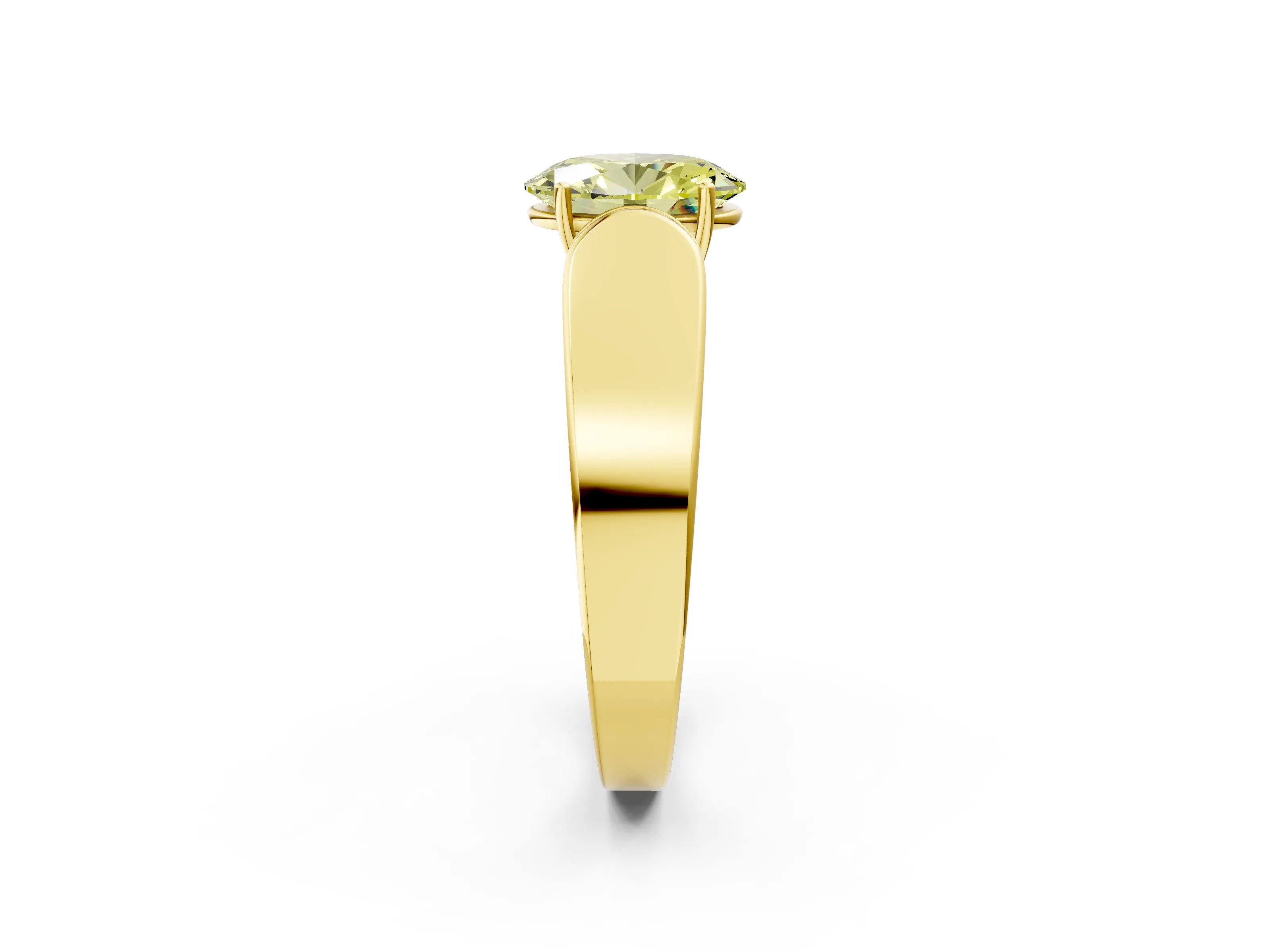 Yellow gold Fancy Yellow Oval Cut Cut Diamond Channel Set Solitaire Ring with Four-Prong Setting_2