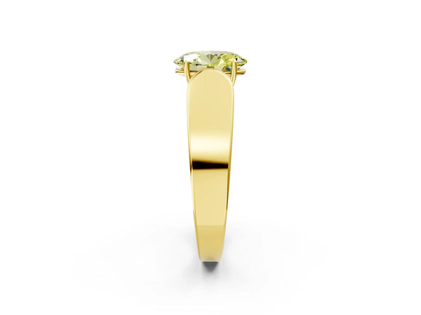 Yellow gold Fancy Yellow Oval Cut Cut Diamond Channel Set Solitaire Ring with Four-Prong Setting