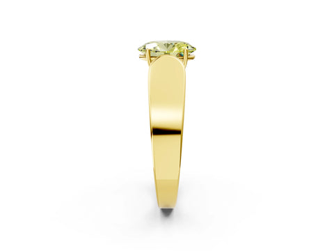 Yellow gold Fancy Yellow Oval Cut Cut Diamond Channel Set Solitaire Ring with Four-Prong Setting_2