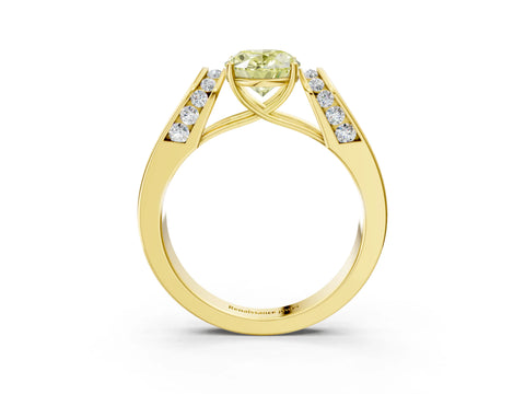 Yellow gold Fancy Yellow Oval Cut Cut Diamond Channel Set Solitaire Ring with Four-Prong Setting_3