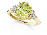 Yellow gold Fancy Yellow Oval Cut Cut Diamond Cluster Ring with Solitaire Band and Four-Prong Setting_1