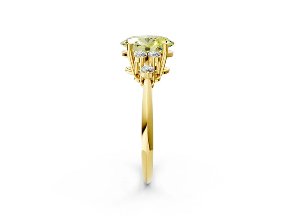 Yellow Gold Oval Cluster Accent Engagement Ring Setting for Fancy Yellow Center