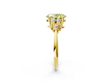Yellow gold Fancy Yellow Oval Cut Cut Diamond Cluster Ring with Solitaire Band and Four-Prong Setting_2