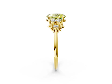 Yellow gold Fancy Yellow Oval Cut Cut Diamond Cluster Ring with Solitaire Band and Four-Prong Setting_2