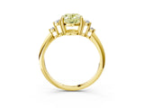 Yellow gold Fancy Yellow Oval Cut Cut Diamond Cluster Ring with Solitaire Band and Four-Prong Setting_3