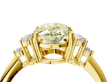 Yellow gold Fancy Yellow Oval Cut Cut Diamond Cluster Ring with Solitaire Band and Four-Prong Setting_4