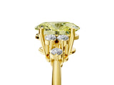 Yellow gold Fancy Yellow Oval Cut Cut Diamond Cluster Ring with Solitaire Band and Four-Prong Setting_5